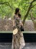 New Chinese ink butterfly printing suspender dress femininity long skirt 2026 summer new