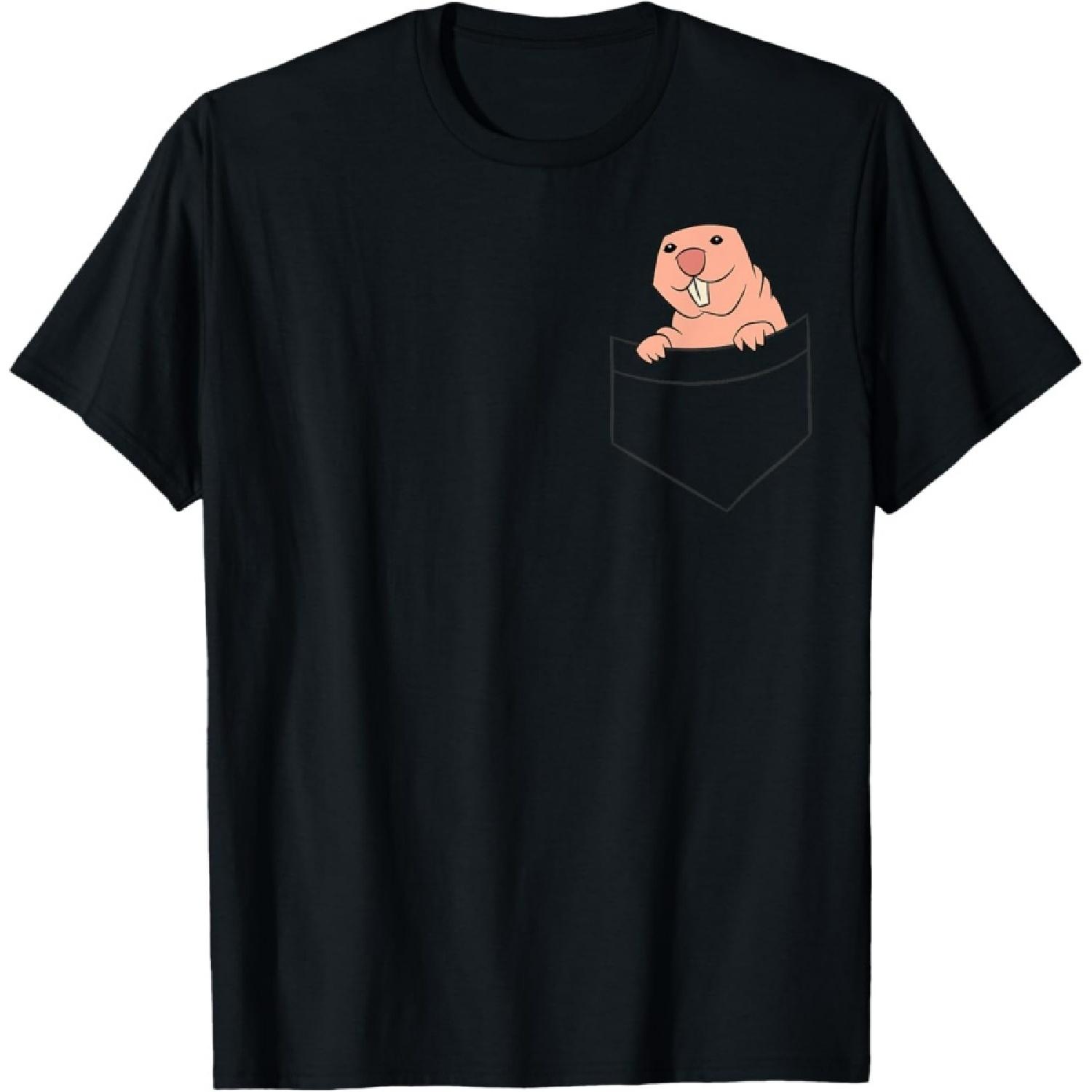 Naked Mole Rat In A Pocket Funny Naked Mole Pocket T-Shirt S