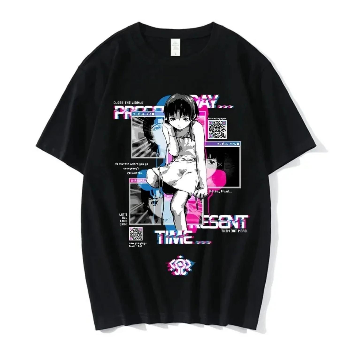 

Sci Fi Anime T Shirt Serial Experits Lain Iwakura Graphic Tee Unisex Tshirt ga Streetwear Casual Fashion Top S чёрный