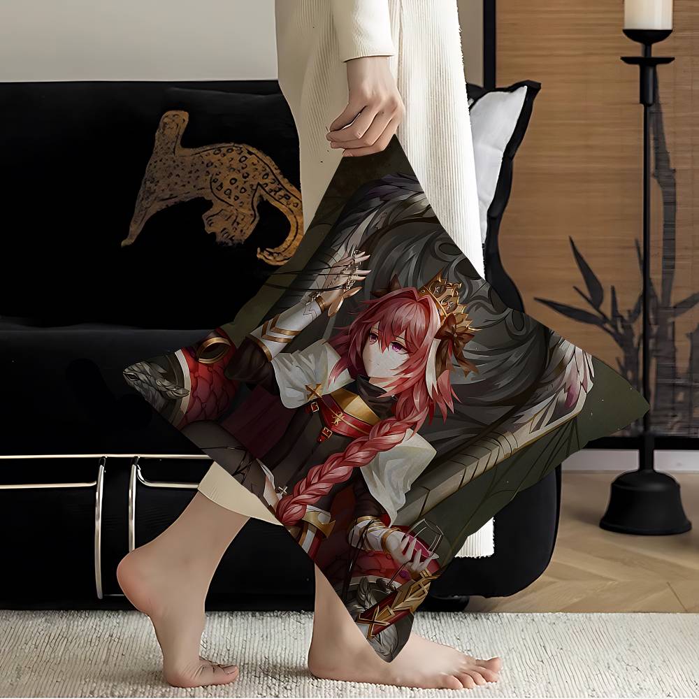 AAstolfo Rose Mignonne Fille Anime Housse de Coussin Taie d'oreiller Salon Canapé Décoration de Maison Personnalisé