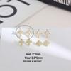 Gold-Plated 925 Silver Iris Flower Cross Stud Earrings with Zirconia Heart Ornaments