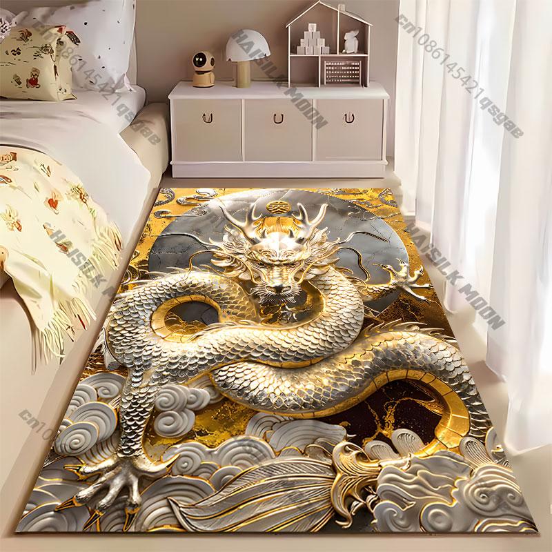 Golden dragon power symbolism energy carpet Yoga living room room decor children's crawling mat doormat area rug games mat