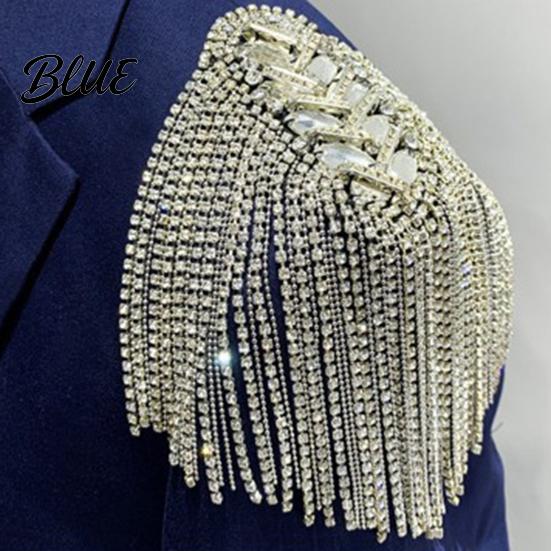 Fringe Shoulder Brooch 1/2Pcs Rhinestone Tassel Epaulet Men Women Uniforms