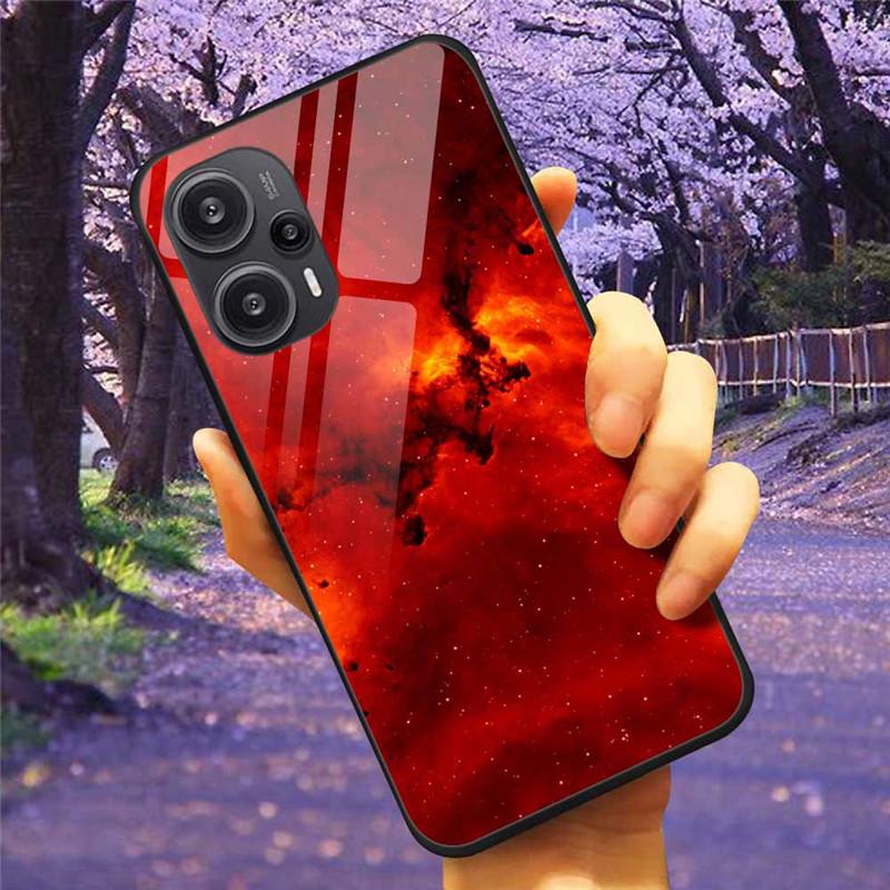 For Xiaomi Poco F5 5G / F5Pro Case Tempered Glass Lake Moon Hard Phone Cover for POCO F5 Pro Capas Funda on PocoF5 Luxury Coque