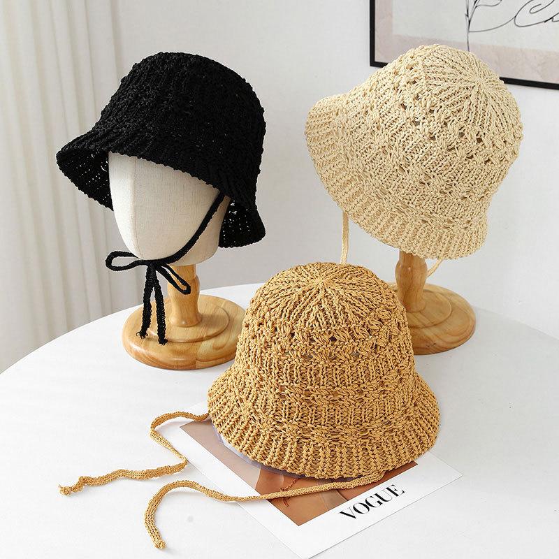 Sweet Korean Style~Bucket Hat, New Spring/Summer Straw Hat, Beach Woven Fisherman Hat Women