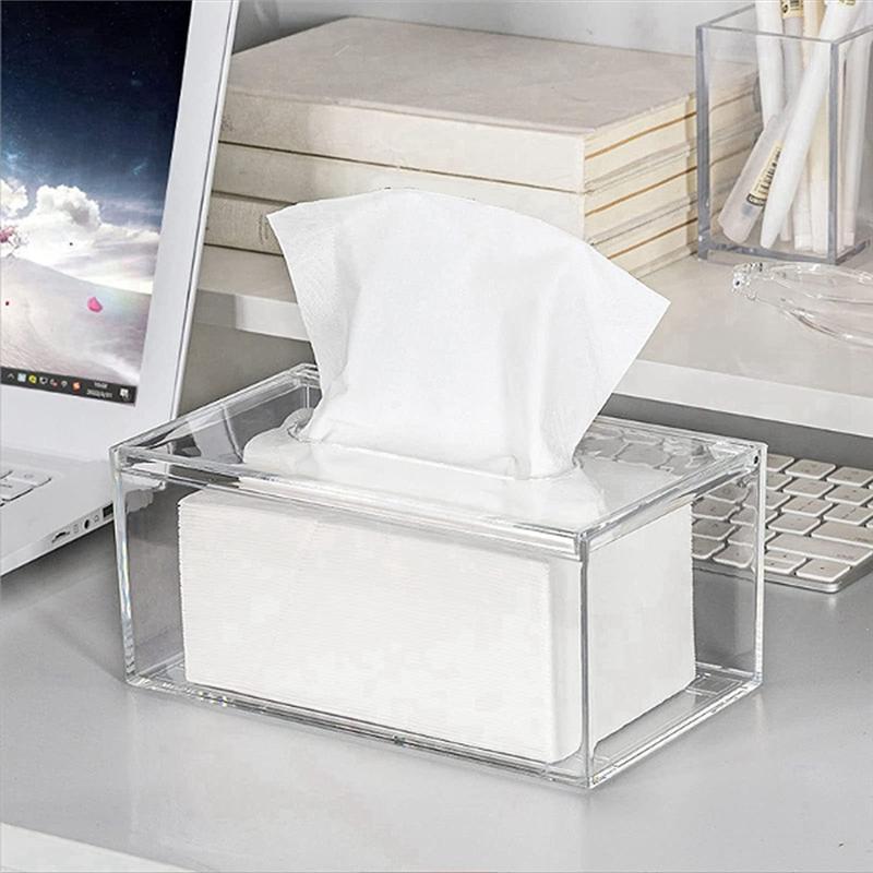 Practical-Acrylic Tissue Box Rectangular Transparent Tissue Box For Office, Home Bathroom Restaurant Lavatory Occasions