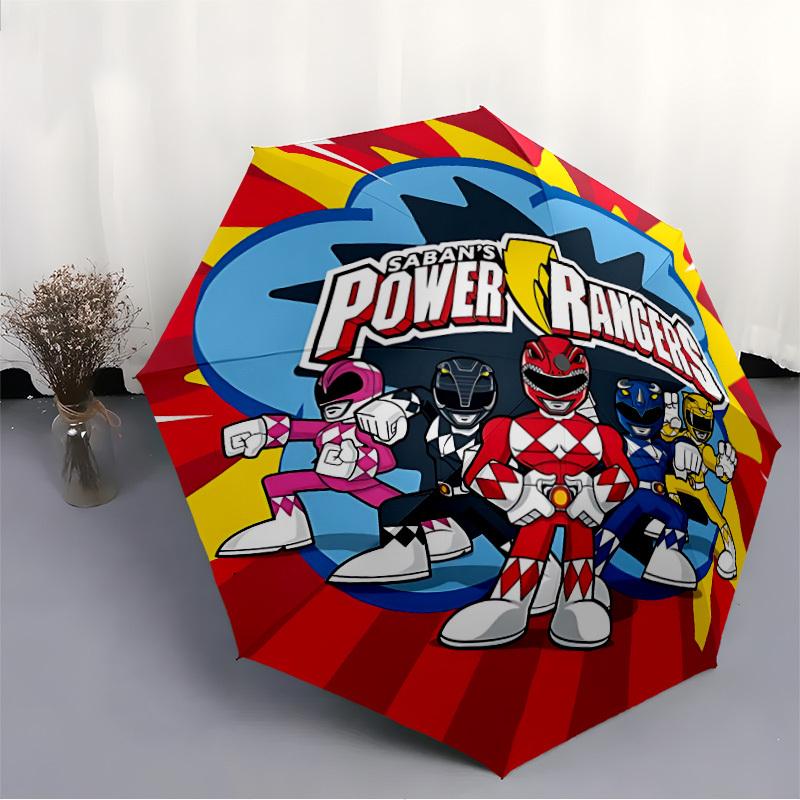1pz Power Rangers Eroi Ombrello Automatico Antivento, Leggero per Donne/Uomini, Regalo di Natale Perfetto a0811228
