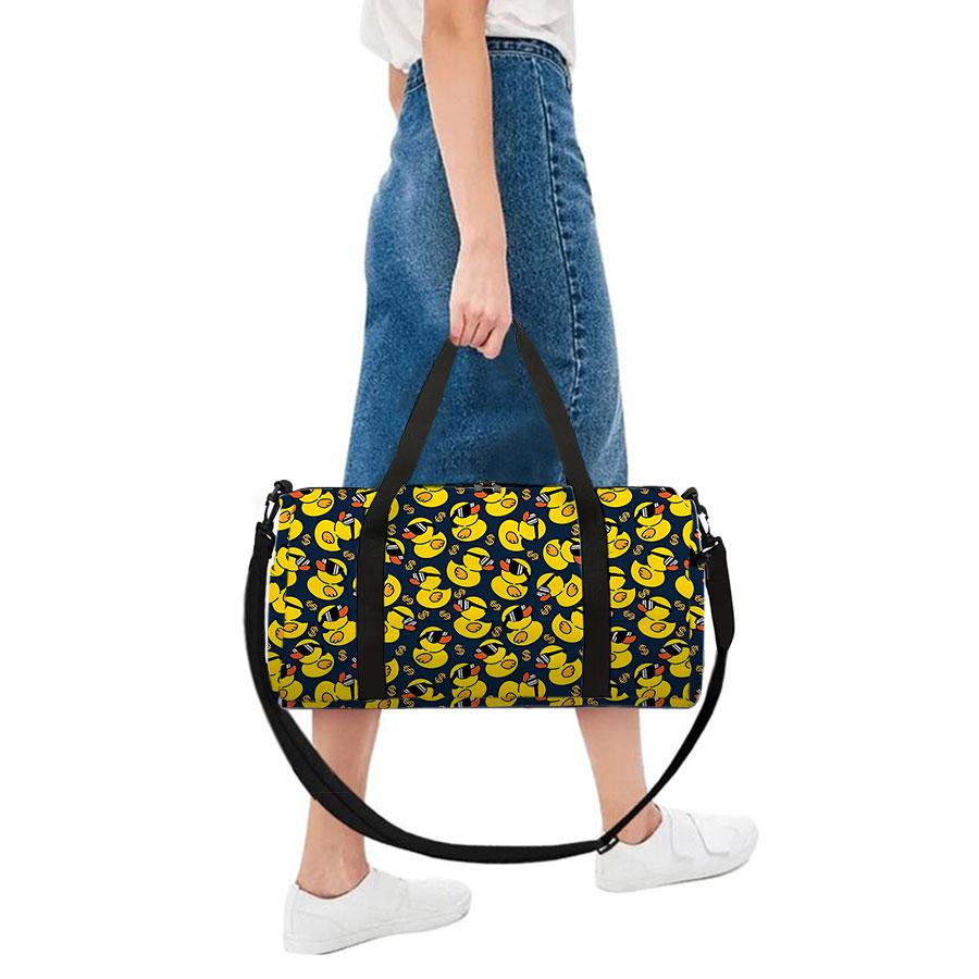 Duck Pattern Large Capacity Luggage Bag for Boy/Girl Best Gift 2D Flat Cartoon Travel Duffels Outdoor Fitness Bag for Children