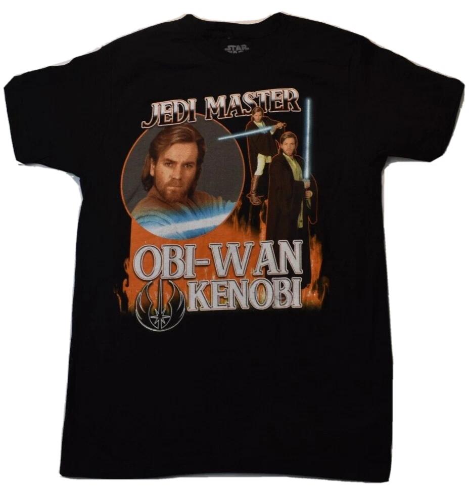 Star Wars Womens Jedi Master Obi-Wan Kenobi Retro Portraits Black Shirt New L M