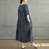 DIMANAF 2025 Summer Plus Size Dress Women Casual Vintage Shirt Dress Loose Basic Printing Dress