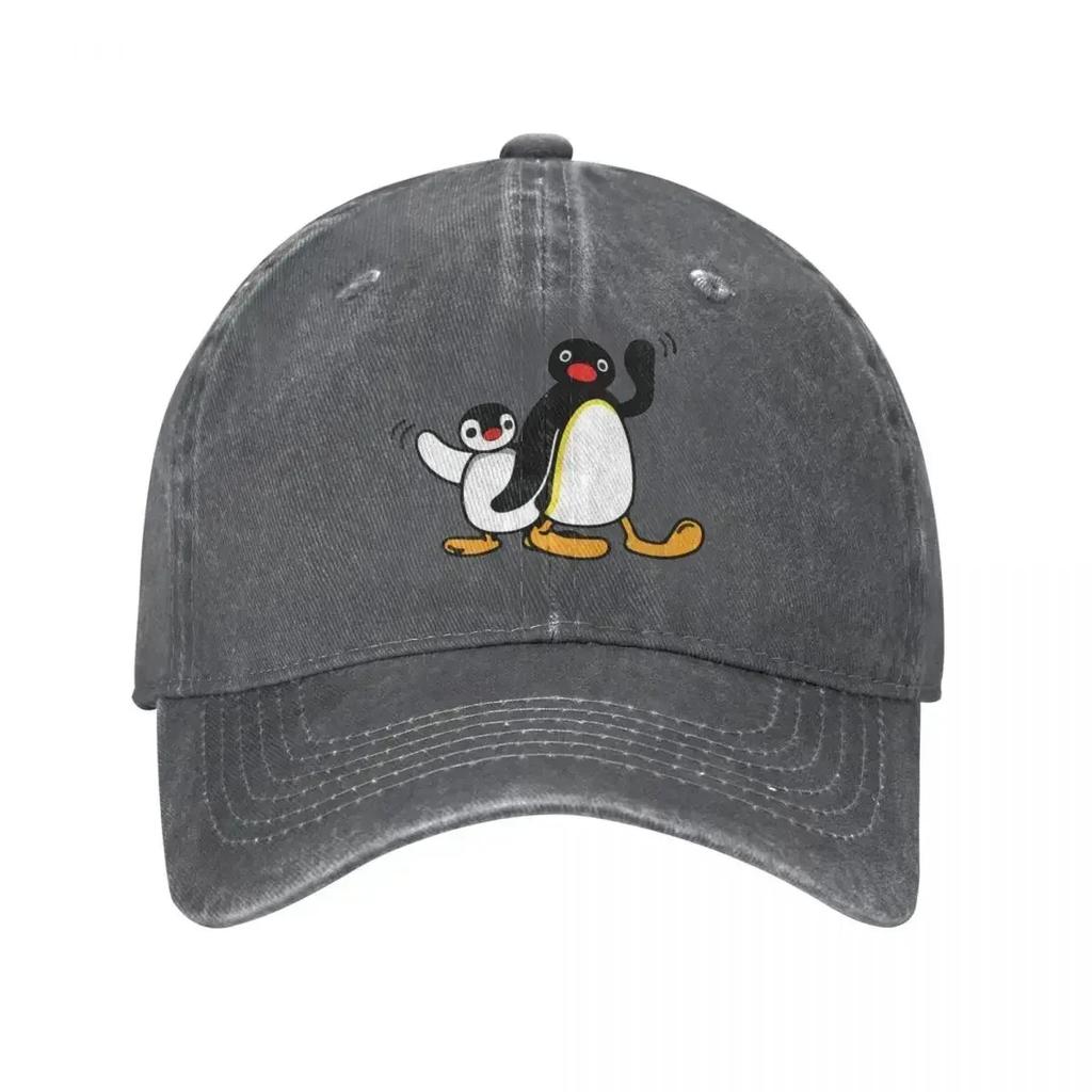 Pingu Unisex WoUnisex Baseball Cap Penguin Distressed Denim Washed Hats Cap Classic Outdoor Running Golf Adjustable Snapback Cap