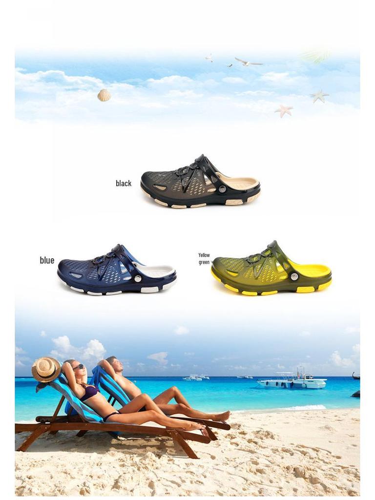 Men's Plus Size Non-Slip Jelly Sandals & Slippers - Summer Closed Toe, Breathable Beach Shoes