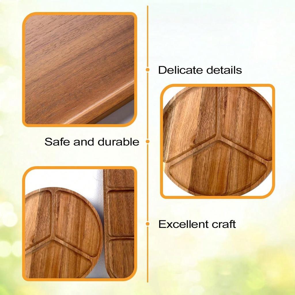 Leeseph Acacia Wood Serving Plate, Food Tray Nut Candy Bowl Fruit Storage Bread Plate Snack Tray or Home Office Decor Tray
