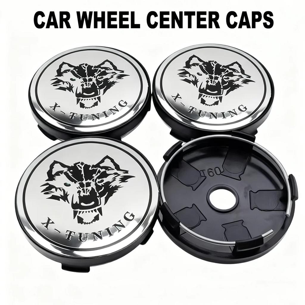 4pcs 56mm 60mm Universal Car Wheel Center Cover Hub Cap Wolf Sticker Replacement