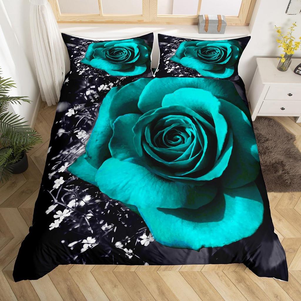 Rose Duvet Cover Sets Lightweight Comforter Cover For Boys Girls Children Teens Bedroom Decor Queen King Size With 2 Pillow Case