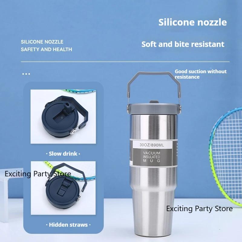 American 304 StainlessSteel Insulated Cup 30/20oz Capacity Hand-held CarCup Outdoor Portable Cold Preservation Ice Box Water Cup