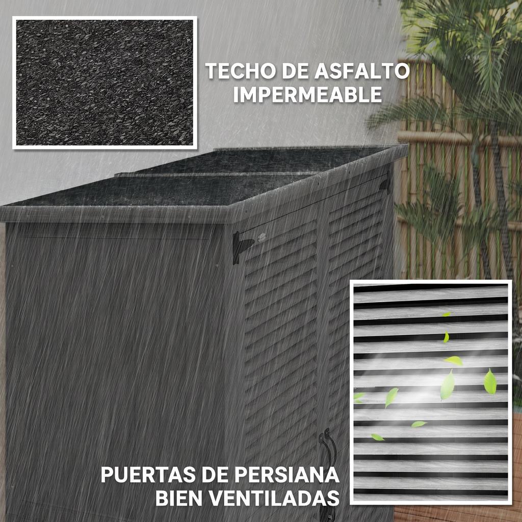 Garden Cabinet 0.83 M² 127x65x168 Cm With 2 Shutter Doors 2 Shelves 2 Handles And Waterproof Roof Gray