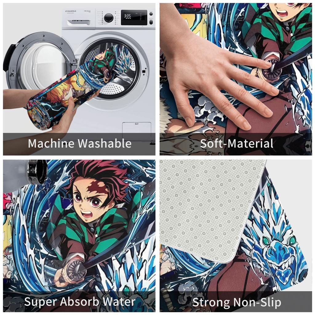 Demon Slayer Anime Doormat Anti-Slip Bath Kitchen Mat Garden Garage Door Floor Entrance Carpet Rug