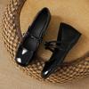 Fashion Square Toe Single Shoes Women's New French Bow Inside Heightened Small Flat Soft Slip-on Small Leather Shoes