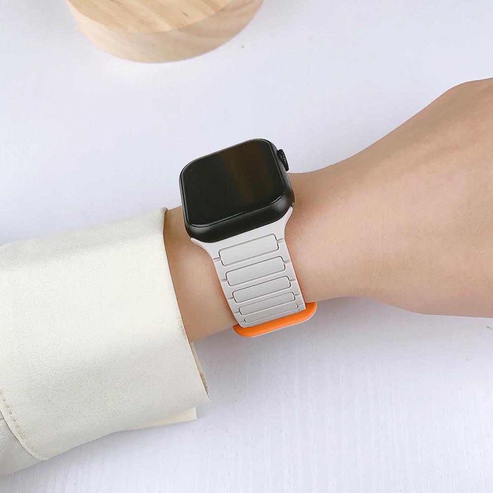 Compatible Silicone Magnetic Buckle Band for Apple Watch Series 1-11, Ultra 3, SE 3 Three-Bead Style