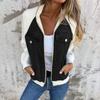 Long Sleeves Women Jacket Patchwork Raglan Shoulder Turn Down Cardigan Zip Up Pockets Color Matching Fall Winter