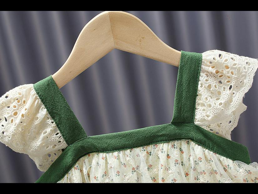 2023 Mädchen Blumen Schleife Top & Shorts Stilvoller Sommeranzug