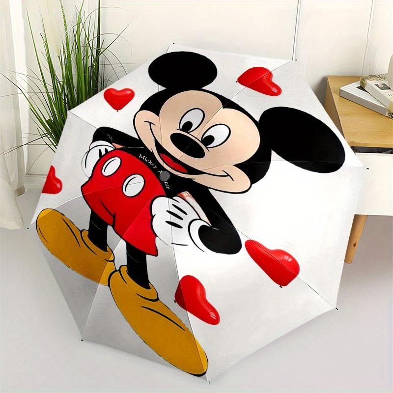 

Mickey Mouse,Hearts Themed Automatic Opening and Closing Folding Umbrella, Reinforced 8 Ribs, Compact Travel Design, Fashionable Folding Umb