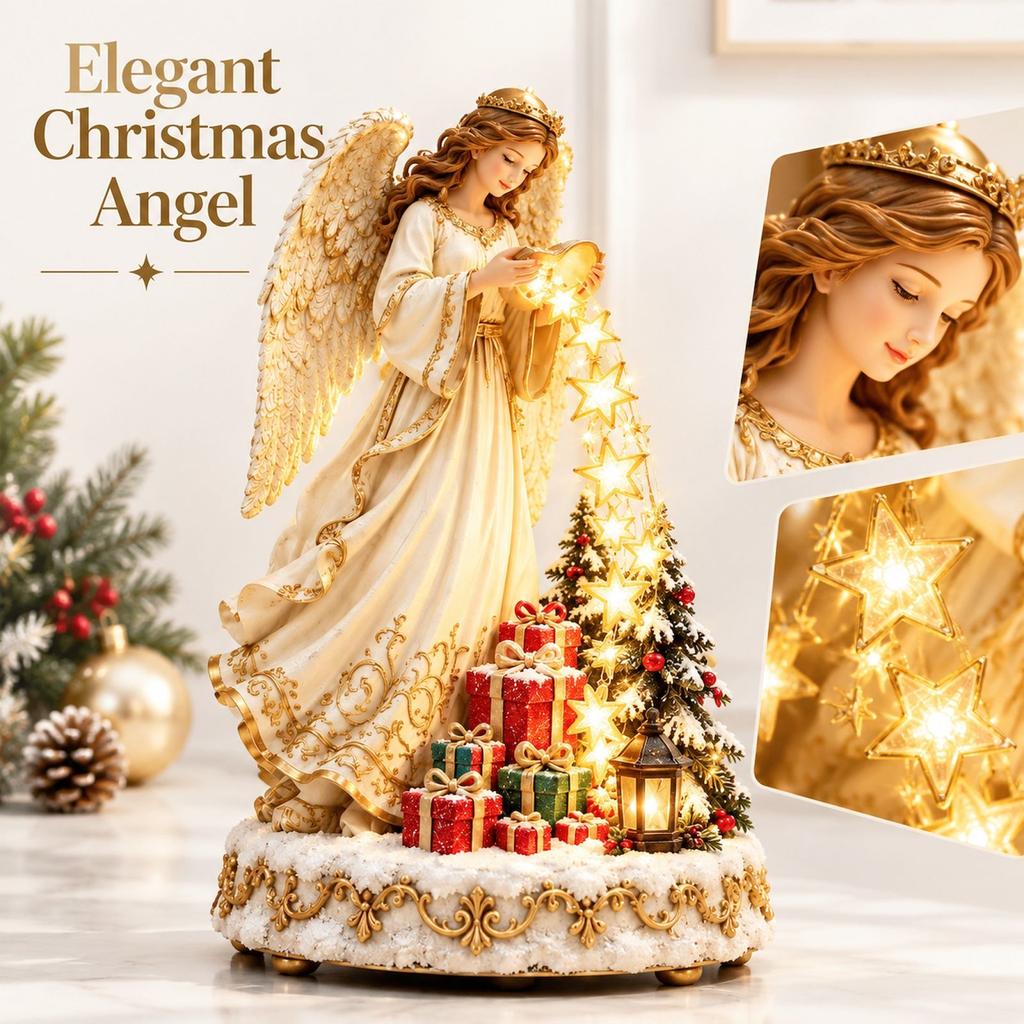 Lighted Star Christmas Tabletop Decoration, Holiday Desktop Ornament for Home Indoor Display