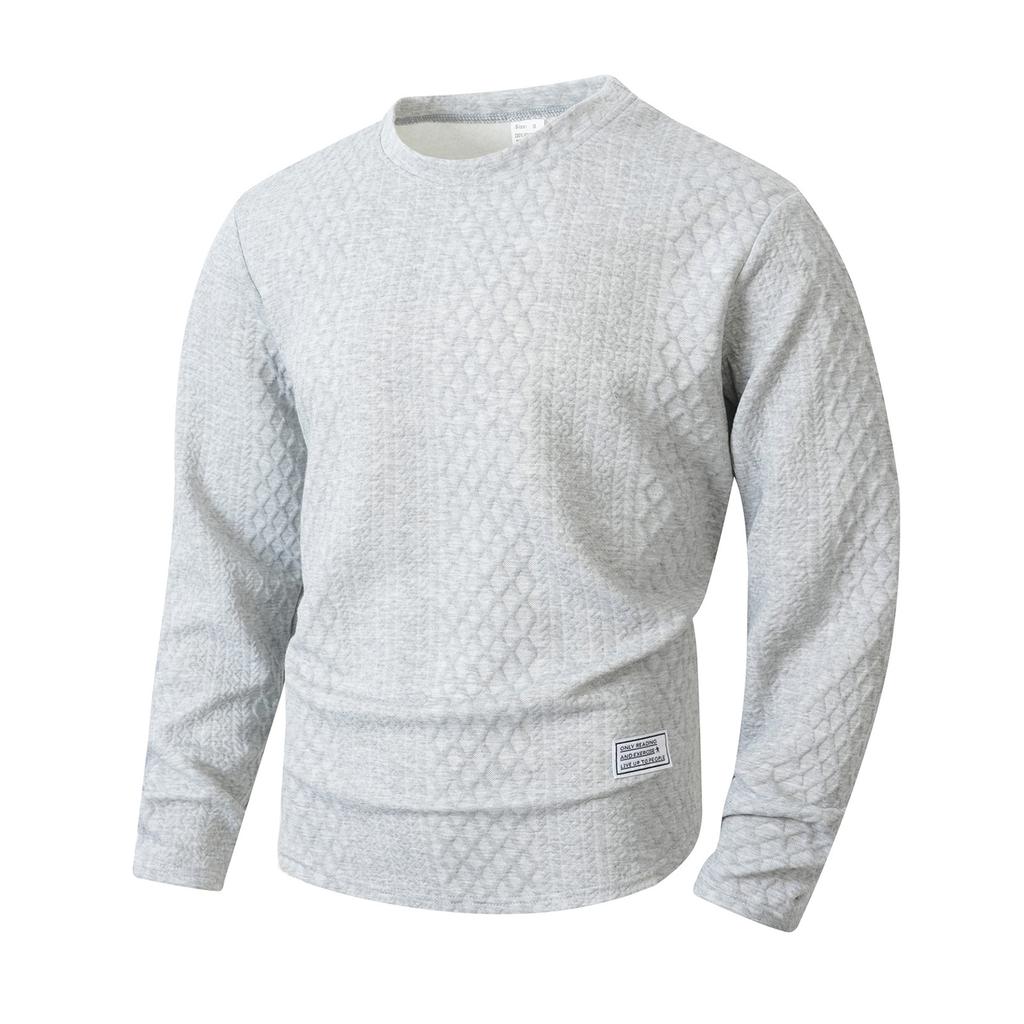 Pánské ležérní pulovry s copánkovým vzorem a dlouhým rukávem s kulatým výstřihem, texturované