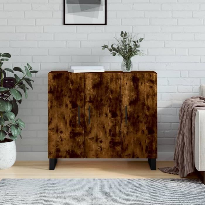 VidaXL Buffet chêne fumé 90x34x80 cm bois d'ingénierie 828137