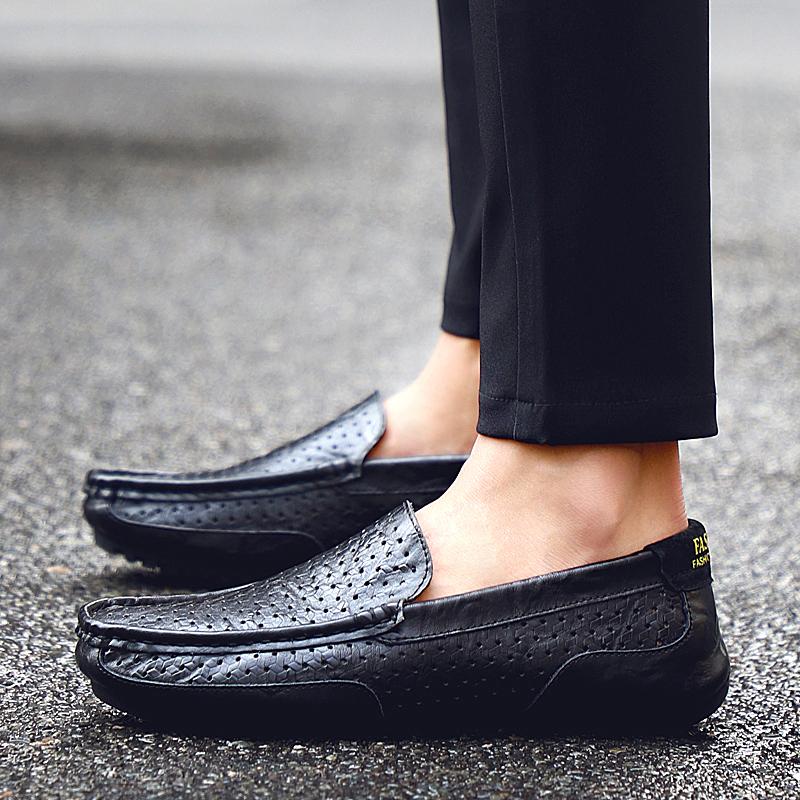 

Summer Classic Men Casual Shoes Brand Formal Business Genuine Leather Breathable Outdoor Walking Loafers Shoe Large Size 47 чёрный