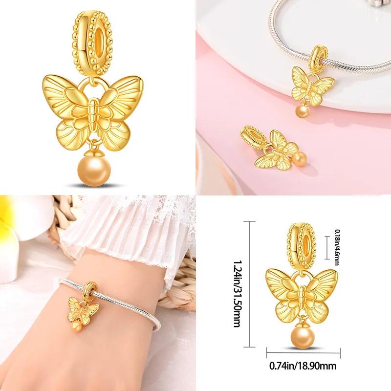 Copper Colors Gold Butterfly Black Flower Charms Beads Fit Original Bracelet Diy Fine Jewelry Gift For Women