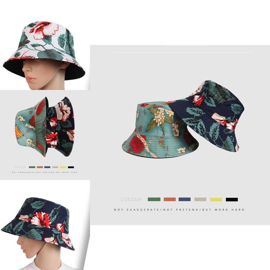 Trendy Floral Fisherman Hat With Wide Brim For Outdoor Sun Protection