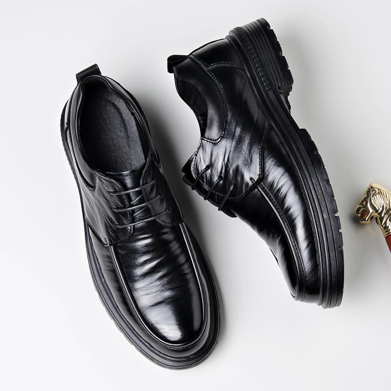 

2024 Новые высококачественные мужские туфли-оксфорды ручной работы из натуральной кожи, повседневная обувь для мужчин на толстой подошве, классические деловые туфли 43 чёрный
