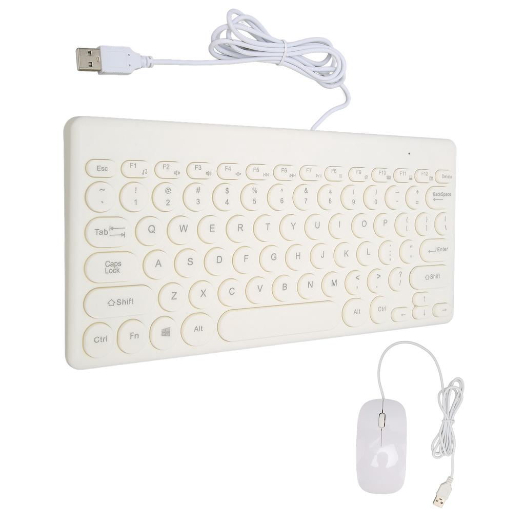 Keyboard Mouse Combo Comfortable Ergonomics Power Saving 78 Keys Round Keycap 4 Mouse Buttons Wired Computer Supplies