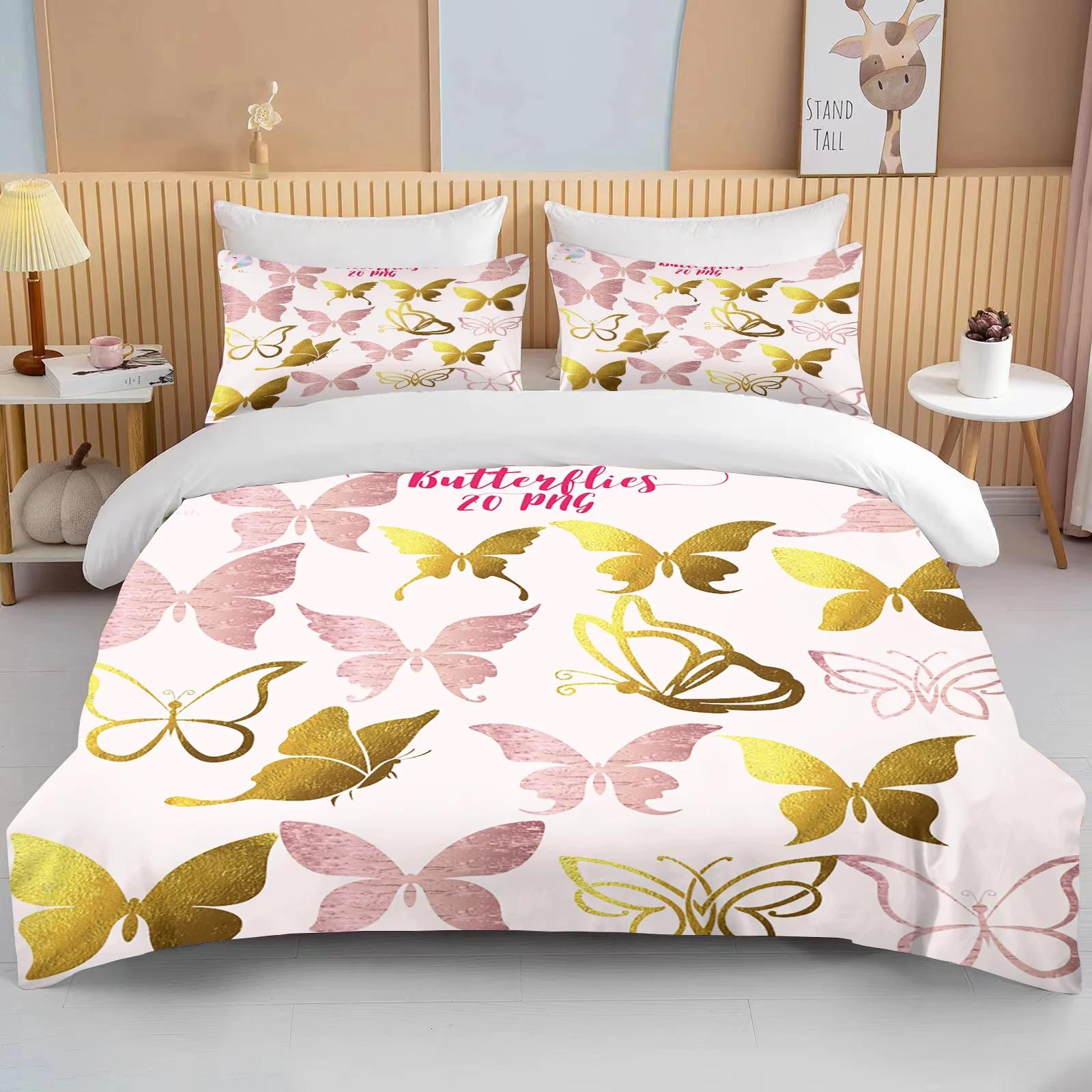 

Comforter 10 Sizes Gold Butterfly Bedding Set Luxury Black Bedclothes 3D Printed Comforter Bedding Sets For Adultscute Bed Set Comforter (quilt)-EU Single(135*200cm)3pcs