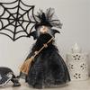 Halloween Witch Doll Desktop Decorations Witch Tree Toppers for Holiday Party Home Decor Witches with Spiders Web Dress
