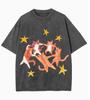 Y2K Stijl Zomer Hip-hop T-shirt Dansende Kat Ster Print Unisex Retro T-shirt Top Losse Zomer Korte Mouwen Shirts