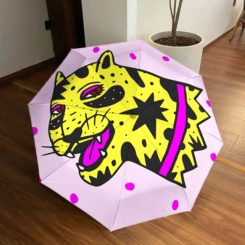 

1pc Leopard Print Automatic Open/Close Umbrella, Halloween & Gifts - Ideal for Daily, Formal, Party Use, Durable Canopy yy251011020