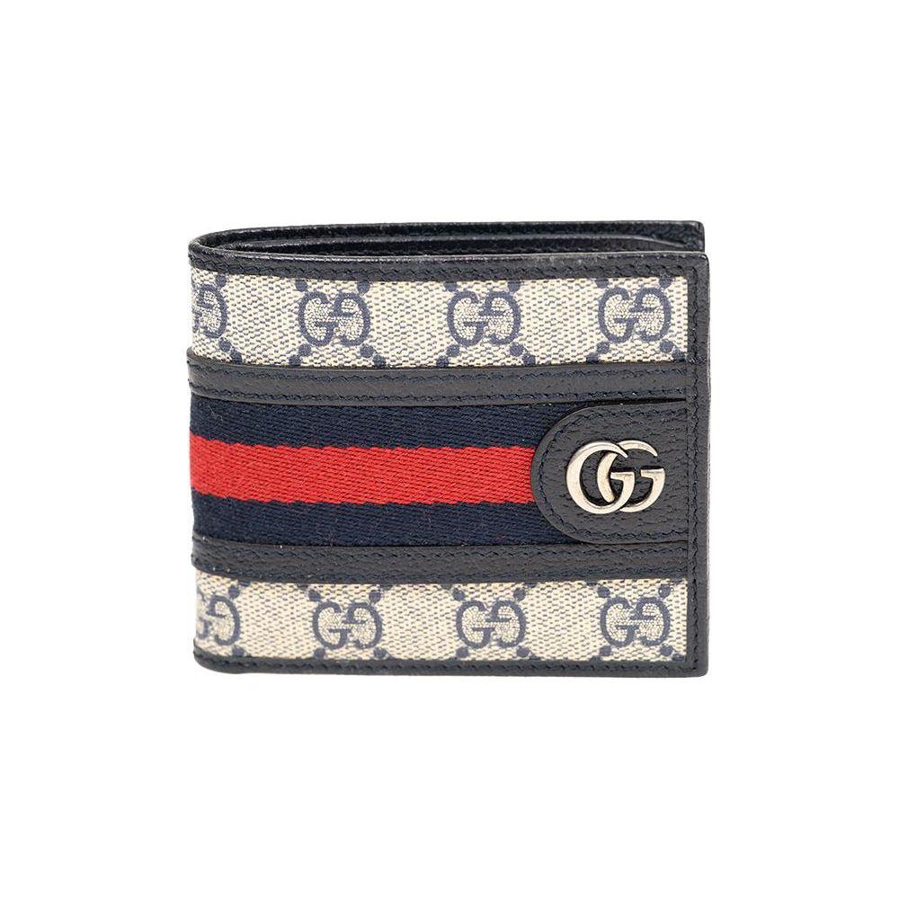 

Gucci Ophidia GG Supreme Canvas Bifold Wallet Beige With Web Stripe Silver Hardware For Unisex Daily Use Gift Set(Basic Set+Box+Shopping Bag)