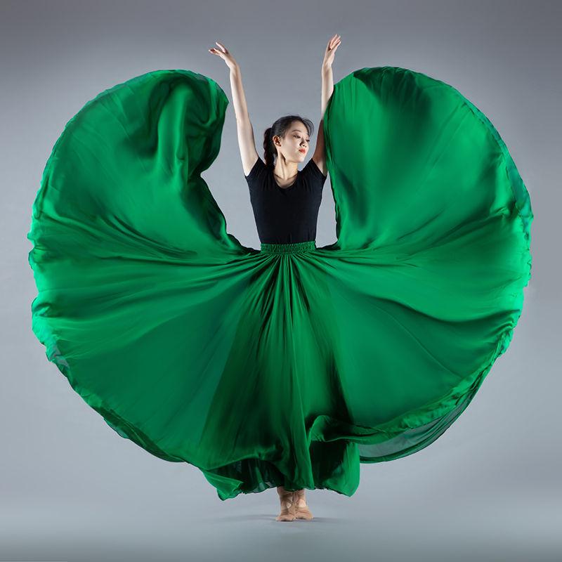 720° Chiffon Swing Skirt: High Waist, Ethnic Dance Red, Slimming Design