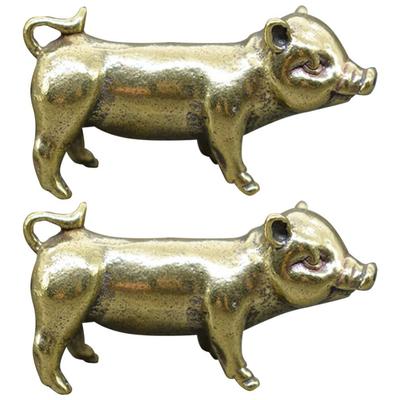 TOYMYTOY Pig Brass Zodiac Scandinavian Money Feng Good Luck Office Prayer for Financial Prayer for Prosperous Thank New Year Set of 2 Figurine,