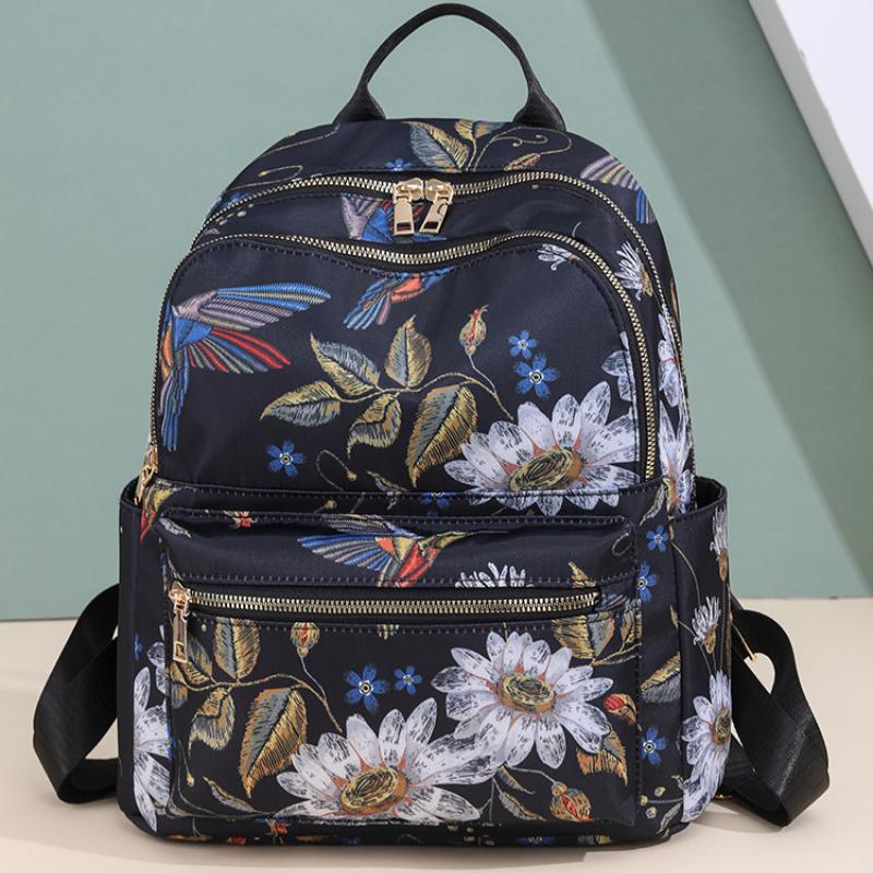 Fashion Sweet Cherry Butterfly Backpack Soft Nylon Fabric Women's Shoulder Bag Cute Versatile Teenager Girl School Bag Leisure Outdoor Travel Rucksack