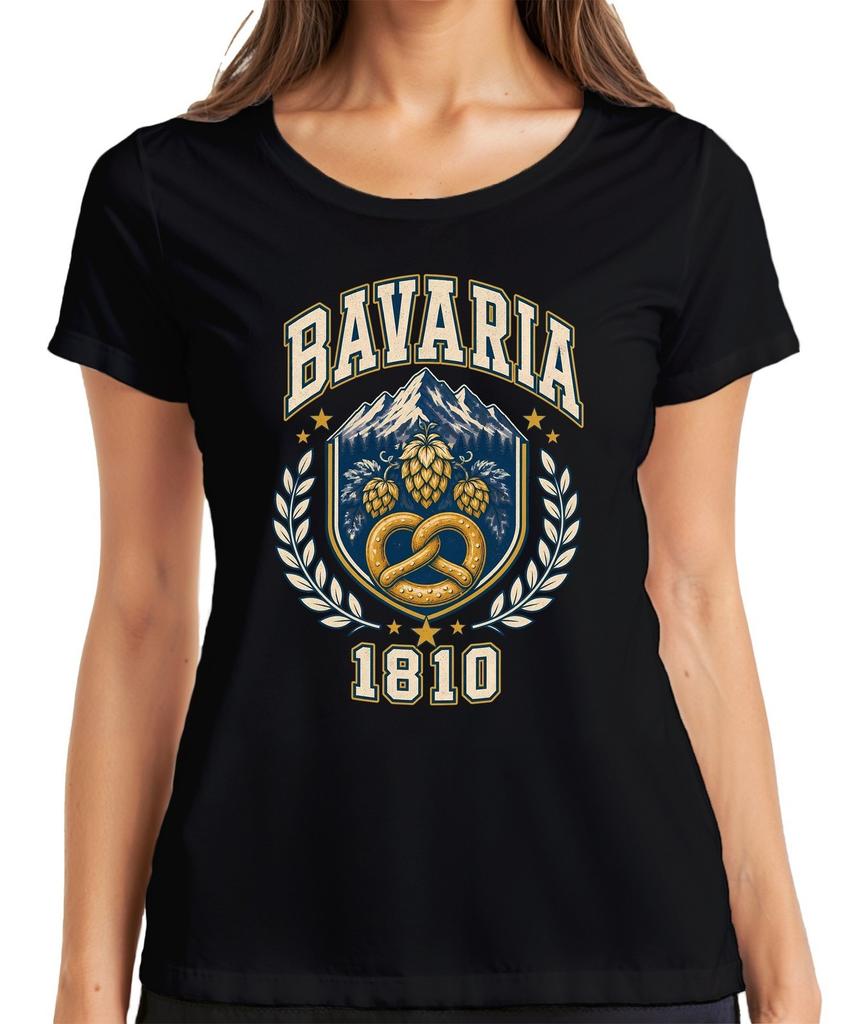 Bavaria 1810 Oktoberfest Bavaria Pretzel Hops Mountains Lederhosen Women's T-Shirt
