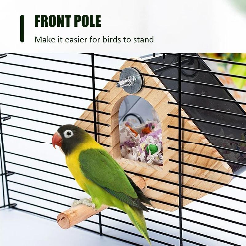 Transparent Wooden Bird House Nest for Parrots Parakeets Cockatiels Breeding Box Cage Accessories  Home Balcony Decoration Easy