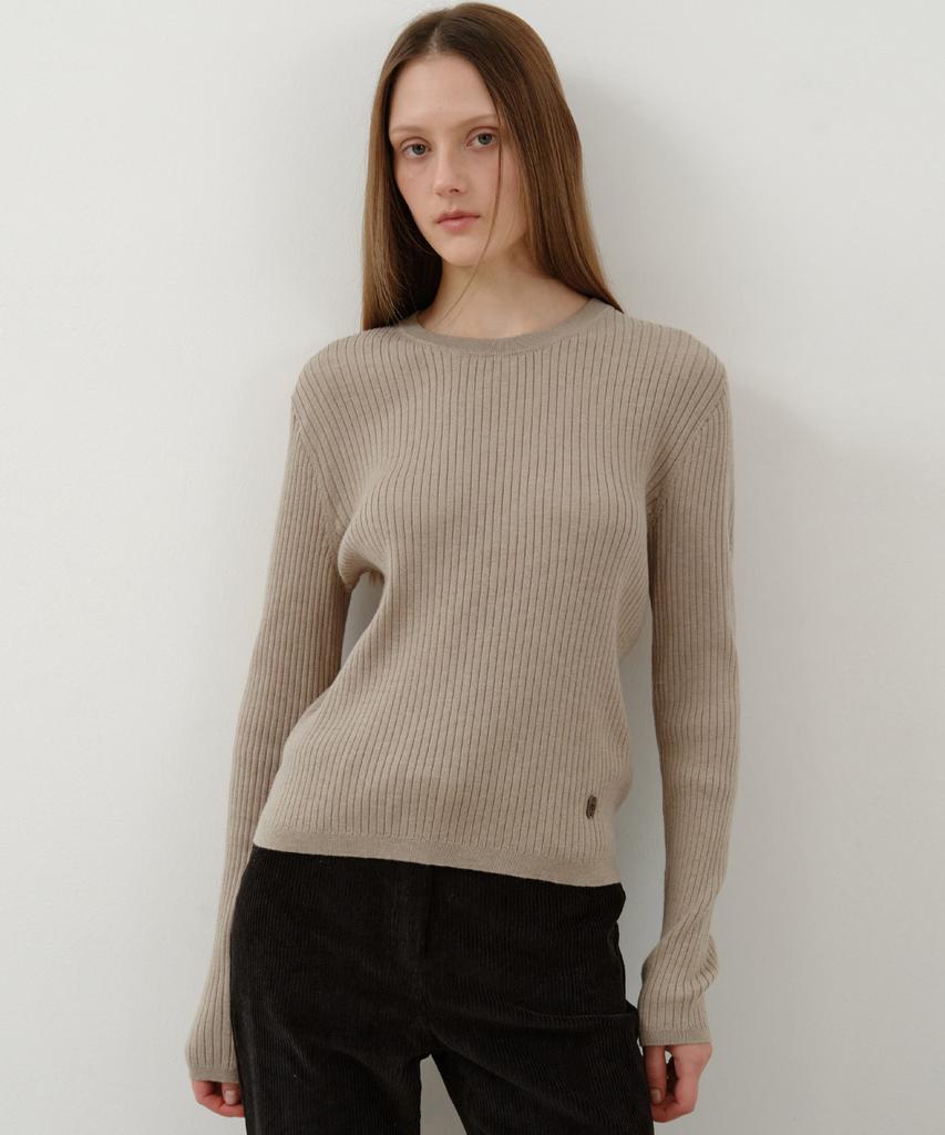 Wednesday Oasis For Woman Relaxed Basic Long Sleeve Knit_Beige(Wc25-Kn58)