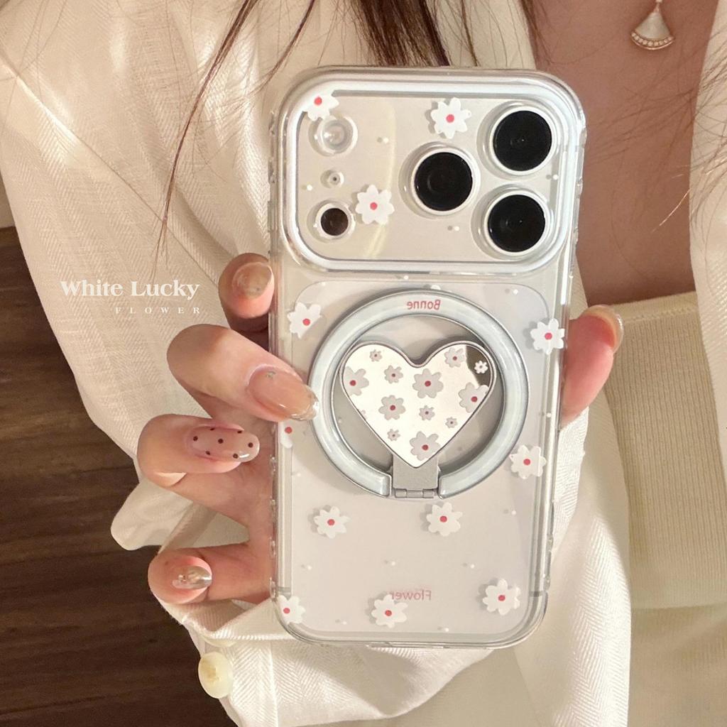 Flower Heart Stand Phone Case for iPhone 16, iPhone 17, iPhone 17 Pro Max
