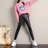Women's High-Waisted Black Matte Leather Leggings - Fleece-Lined and Slimming for Fall/Winter