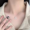 White Jade Marrow Round Necklace Fashionable and Minimalist INS Cool and Cool Geometric Pendant Clavicle Chain