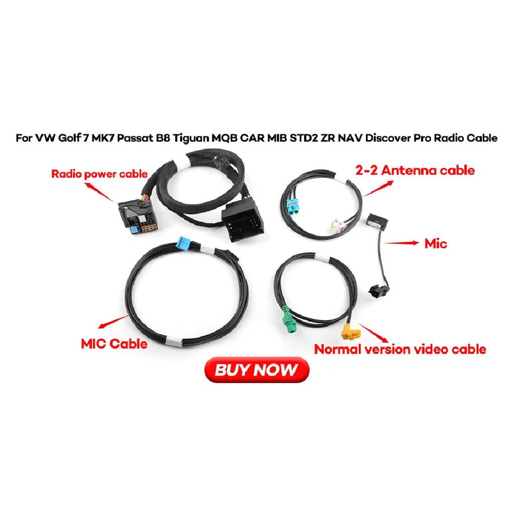 MIB2 STD2 ZR NAV Radio Power Converter Cable Wire Harness With 2 to 2 Cable for Golf 7 MK7 Passat B8 MQB TIGUAN POLO 6C